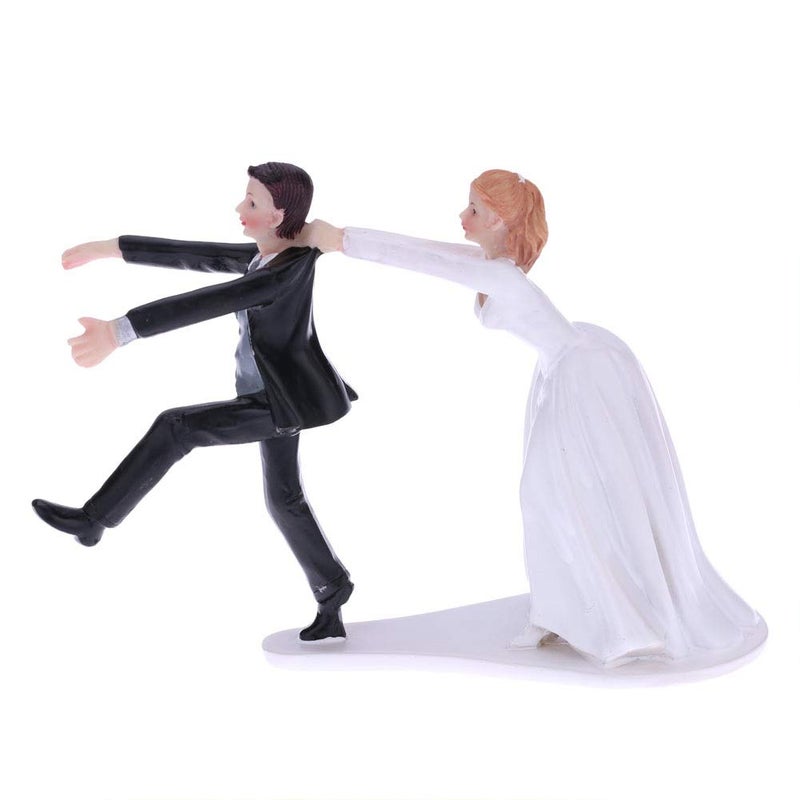 CheeseandU Bride&Groom Figurines Romantic Bride and Groom Wedding Cake Topper Funny Resin Run Groom Bridal Show Stand Cake Topper Wedding Valentines Day Engagement Anniversary Decoration - Image 1